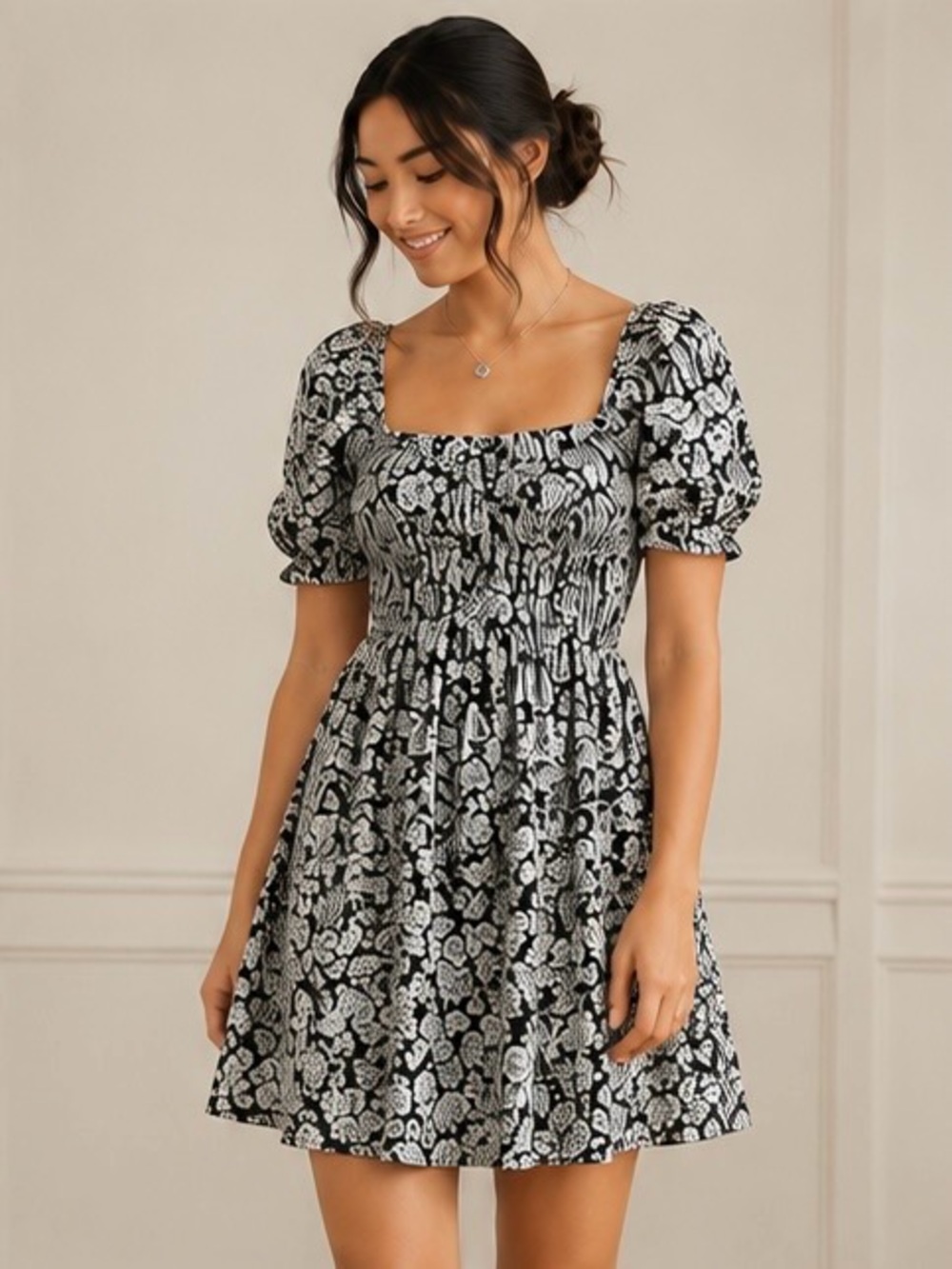 Altar'd State Alissa Blue Floral Dress Medium